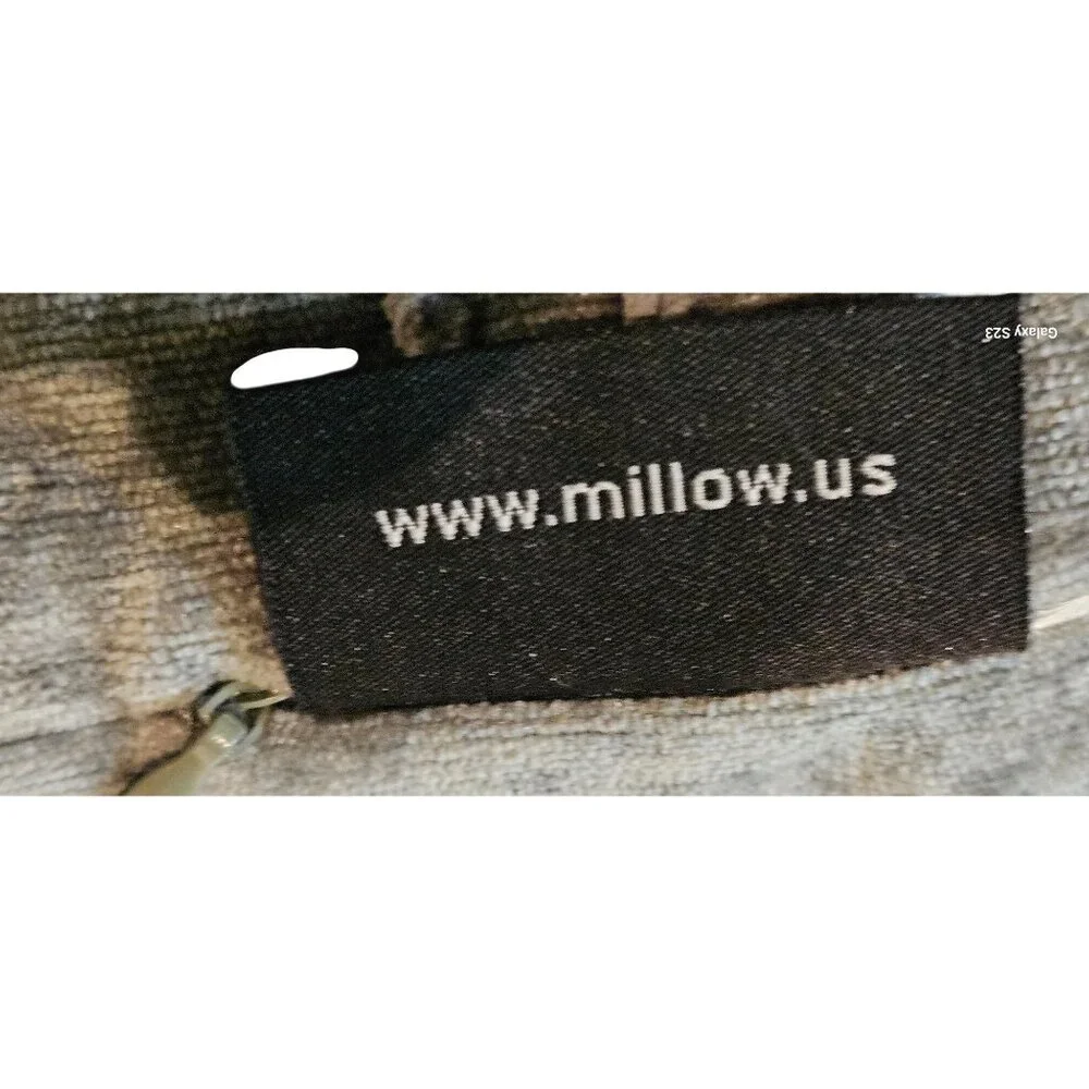 Vintage Velvet Throw Pillow MilliHome Olive Raised Leaf Embroidery 20